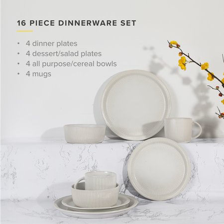 Table 12 16 pc Parchment Embossed Dinnerware Set TD16Y50P